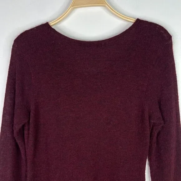 Peruvian Connection Size Medium Alpaca Blend Long Sleeve Maroon Sweater Dress - Picture 3 of 7